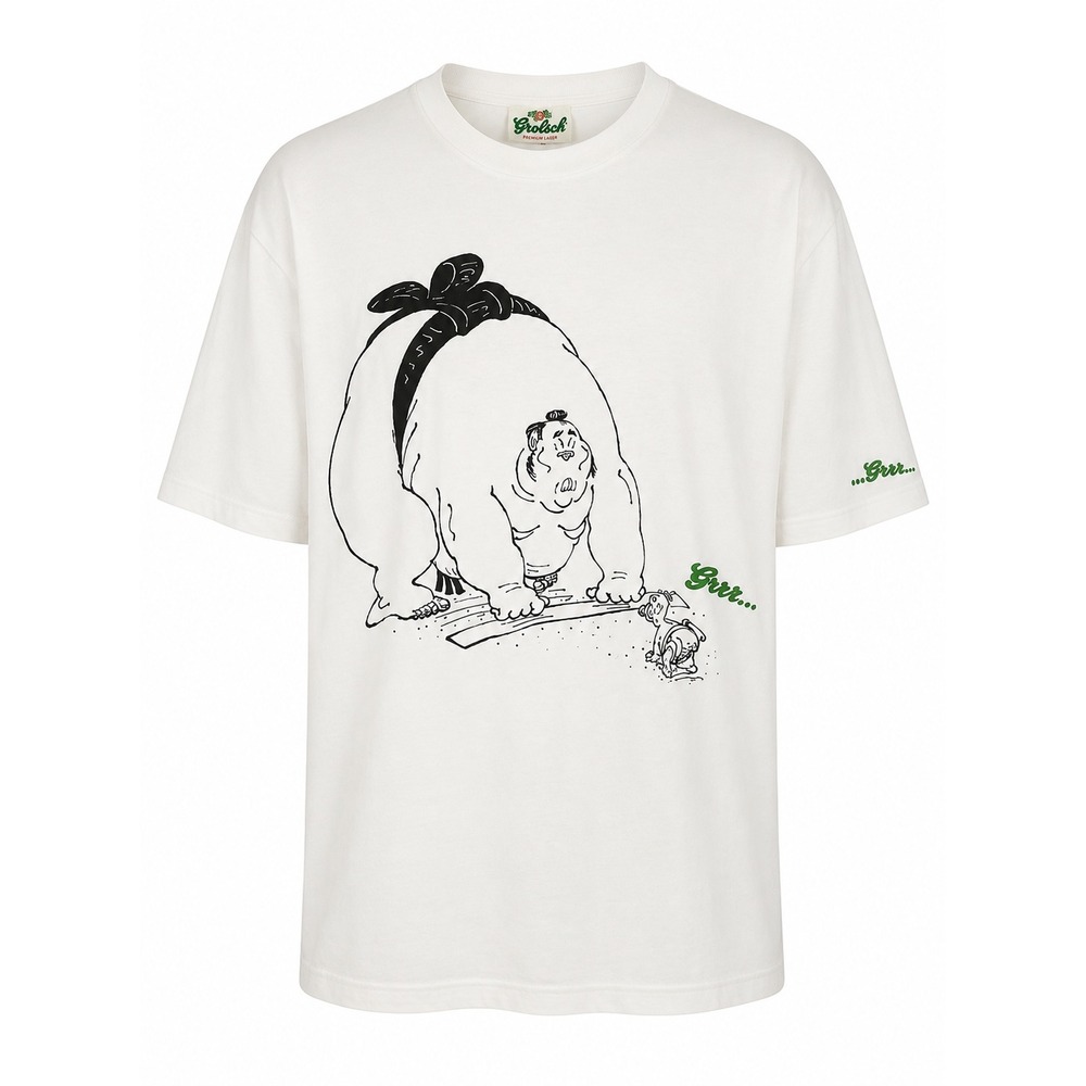 VTG Grolsch Premium Lager Sumo Graphic T-Shirt‎ Mens XL White Vintage Beer Promo